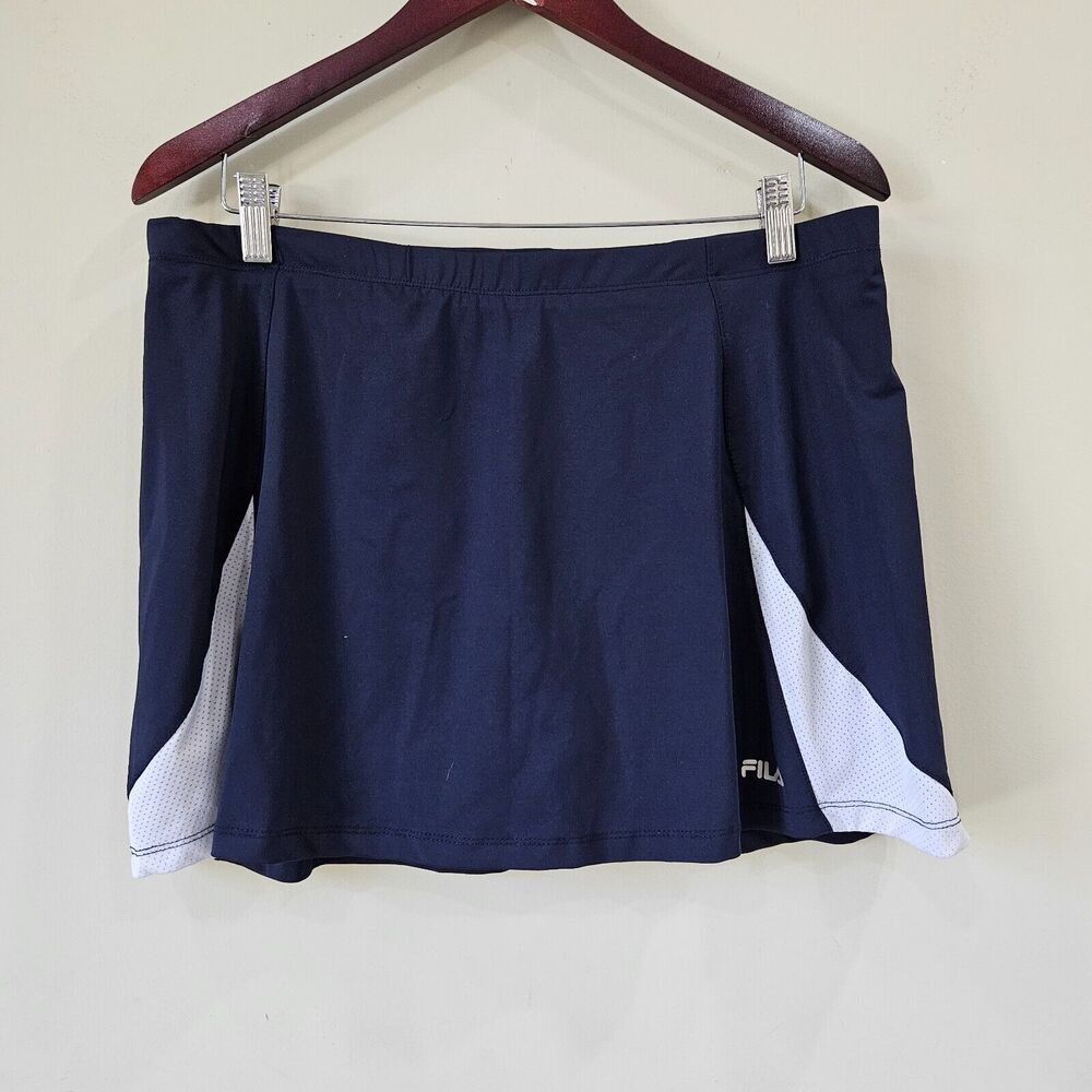 Fila Women's Tennis Skirt Skort Size XL Navy Breathable Comfort Stretch Pull On